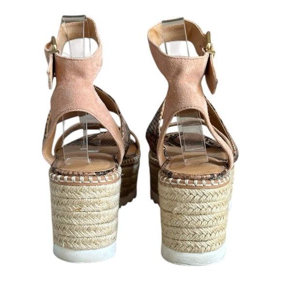 Crown Vintage Sandals Size 7 Tan Leather Animal Platform Espadrille Wedge Daylen - Picture 6 of 9